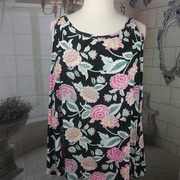 Torrid Black Floral Lace Up Blouse - Picture 6 of 6